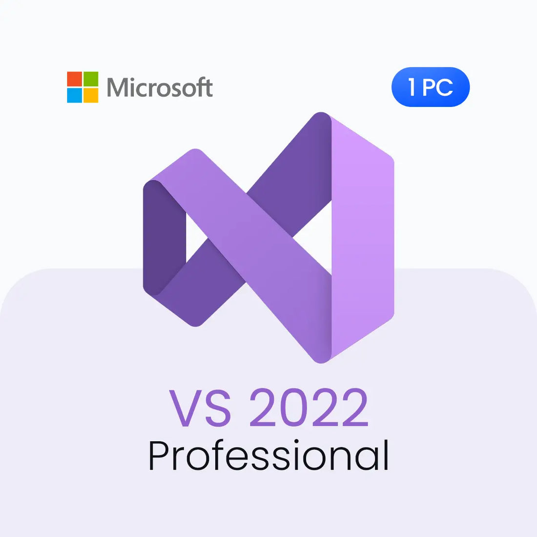 Microsoft Visual Studio 2022 Professional logo with Microsoft logo on a light purple background