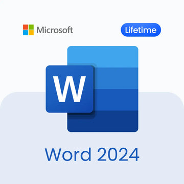 Microsoft Word 2024 logo with a blue gradient on a light gray background