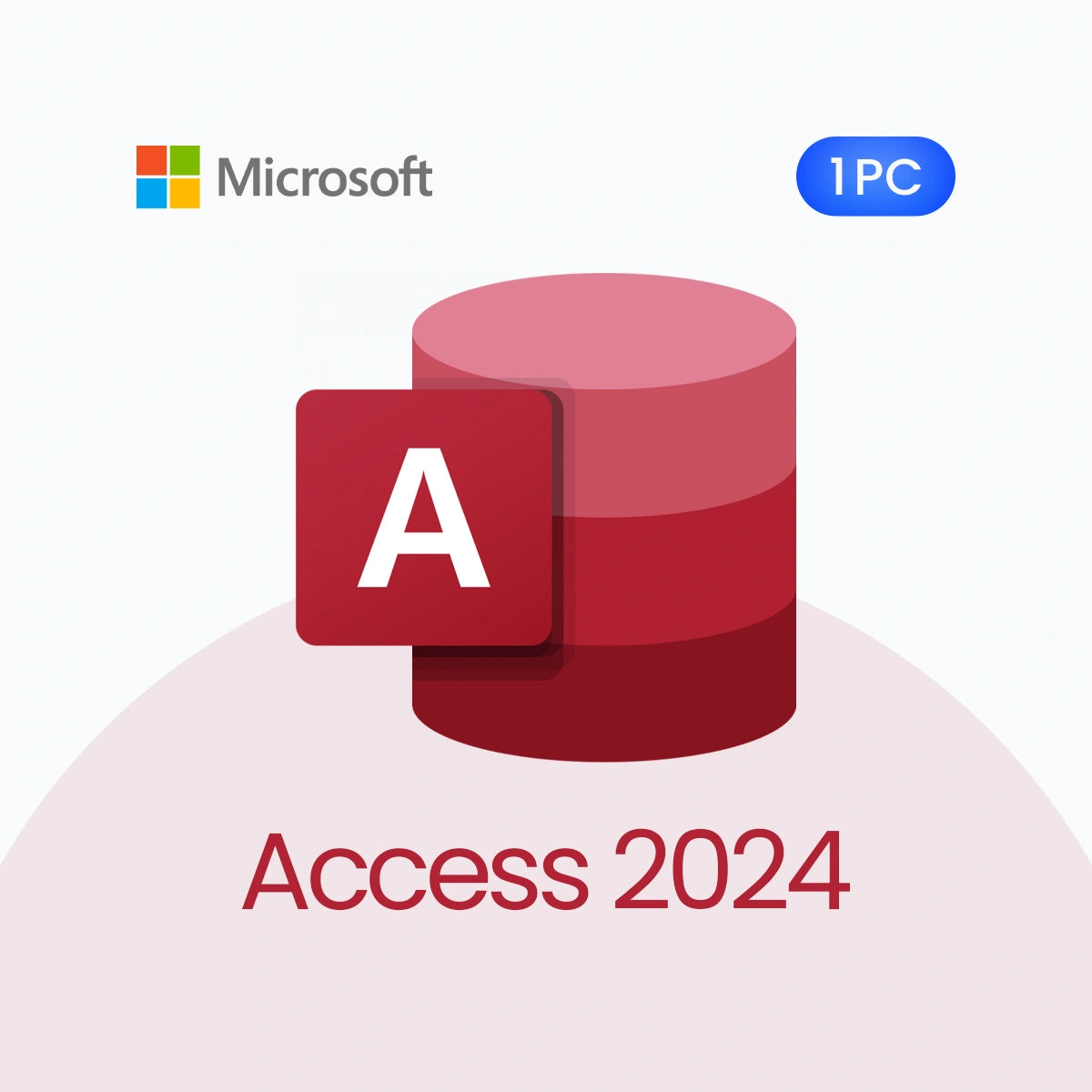 Microsoft Access 2024 logo with a red icon and '1PC' label on a white background