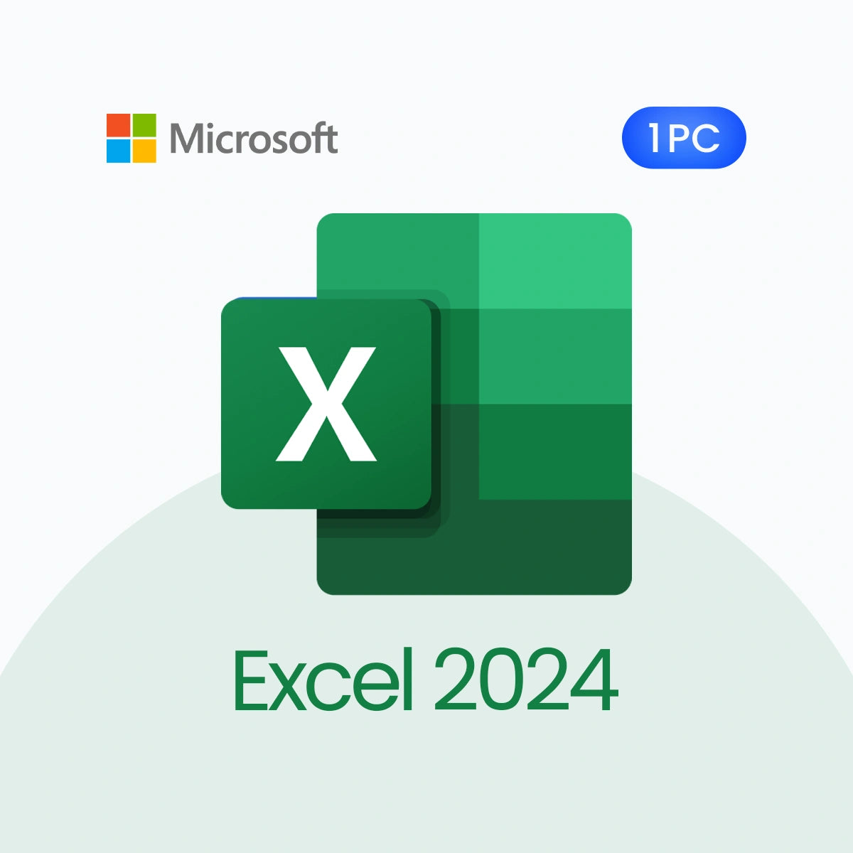 Microsoft Excel 2024 logo with Microsoft logo on a white background