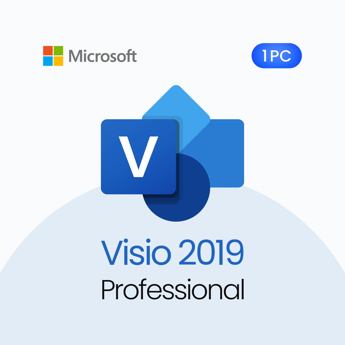 Microsoft Visio 2019 Professional software package on a white background
