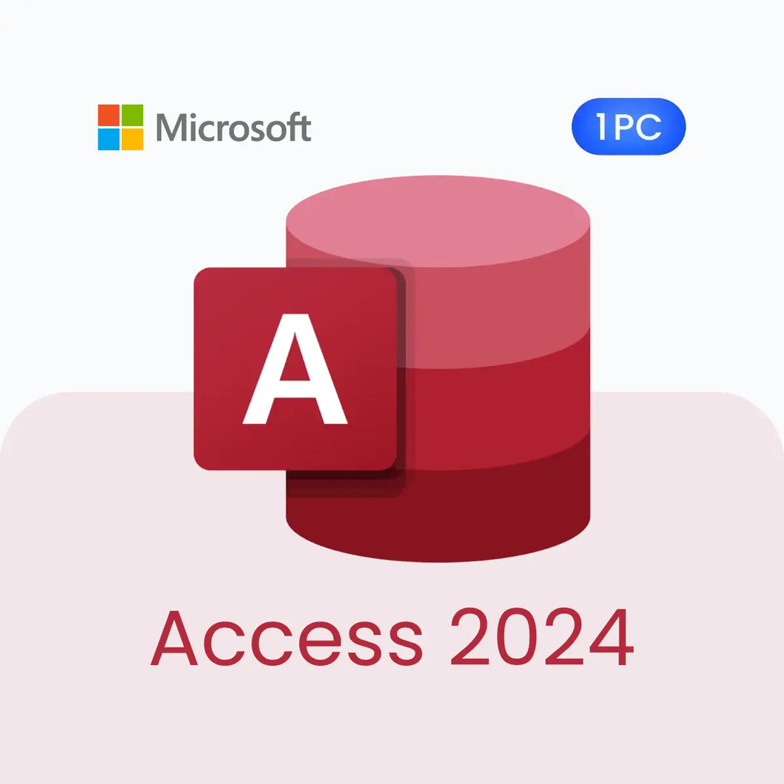 Microsoft Access 2024 logo with a red database icon on a light background