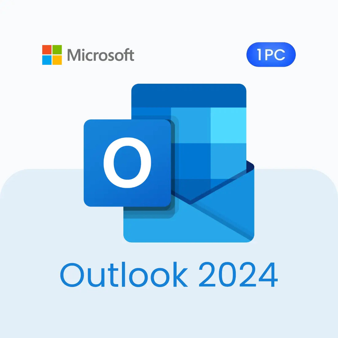 Microsoft Outlook 2024 icon with Microsoft logo on a light blue background