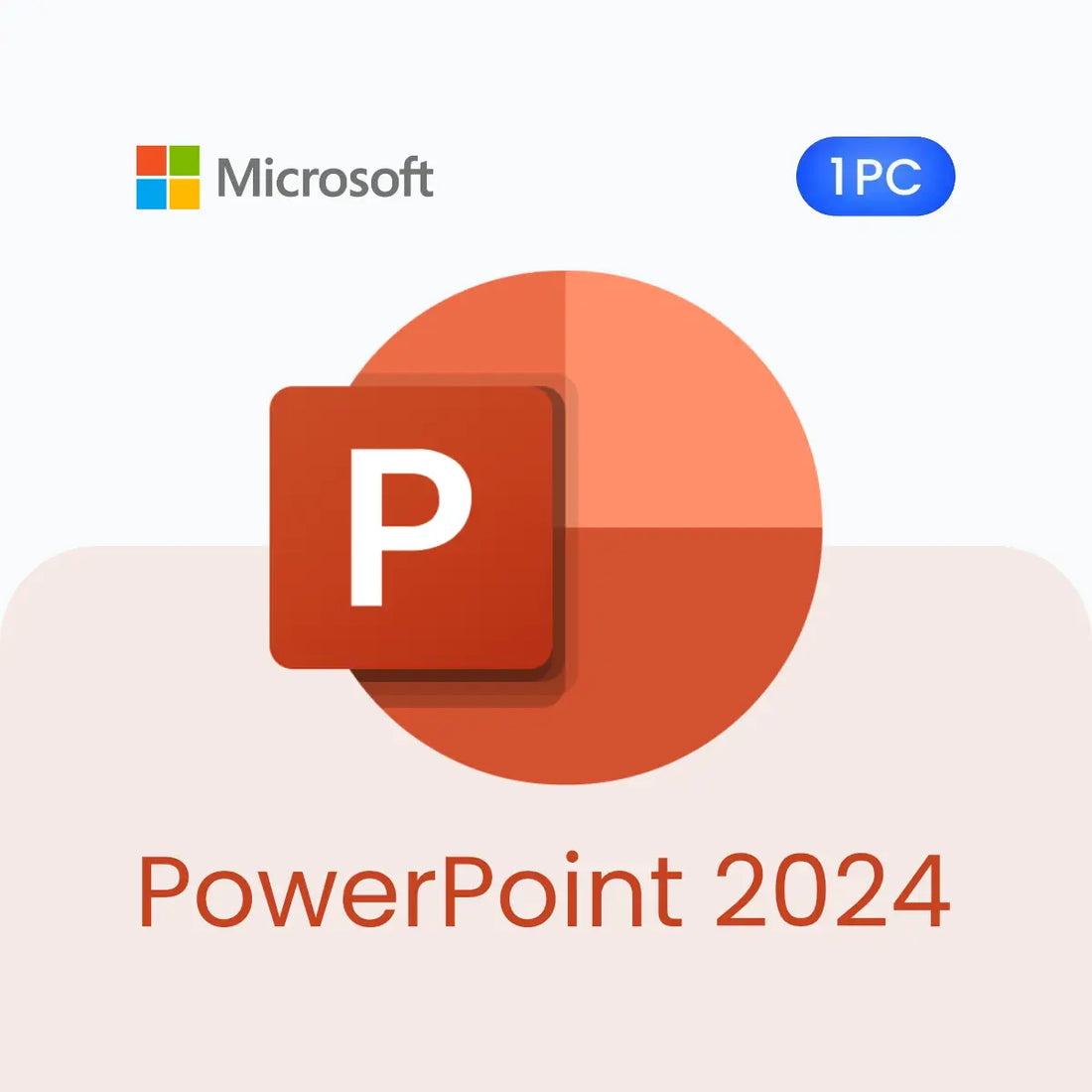 Microsoft PowerPoint 2024 logo with Microsoft logo on a white background