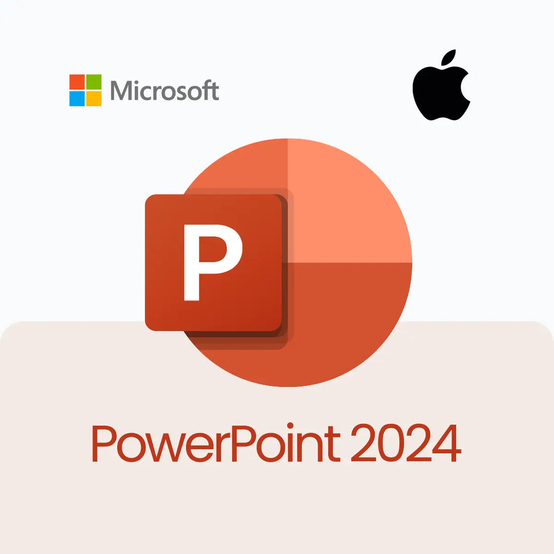 Microsoft PowerPoint logo with 'PowerPoint 2024' text on a white background