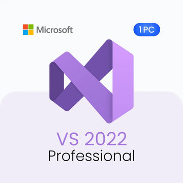 Microsoft Visual Studio 2022 Professional logo with Microsoft logo and '1PC' label on a light purple background.