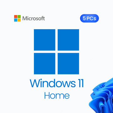 Microsoft Windows 11 Home license key for 5 PCs on a white background